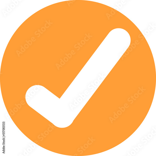 check symbol enclosed within a yellow orange circle