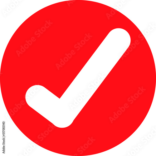 Check symbol enclosed within a red circle