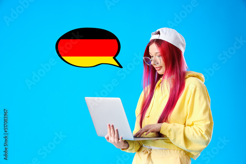 Young female student with b...