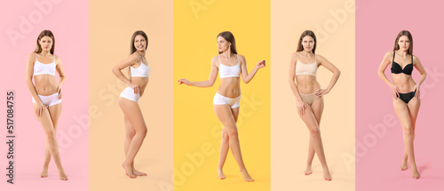 Collage of young slim woman...