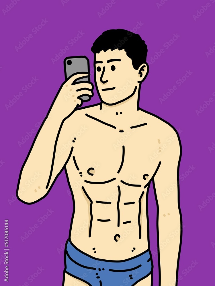 Fototapeta premium cute man cartoon on purple background