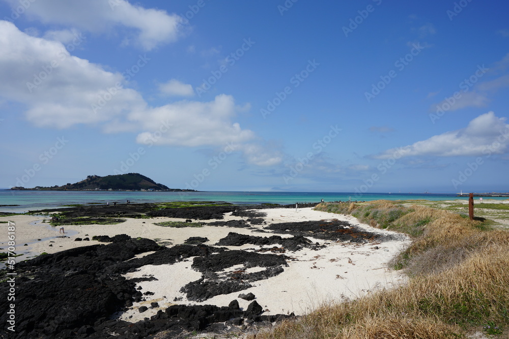 fascinating seascape with island and clouds fascinating seascape with island and clouds