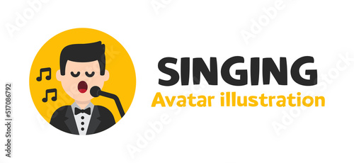 Singing avatar cartoon vector illustration.