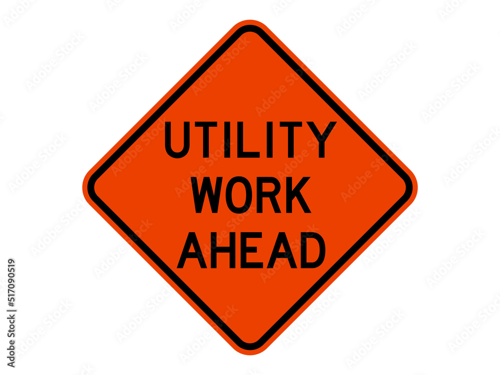 general isolated road sign with text utility work ahead for road work, icon, button, board, notification, message, information, label, sticker etc. flat style vector design general isolated road sign with text utility work ahead for road work, icon, button, board, notification, message, information, label, sticker etc. flat style vector design