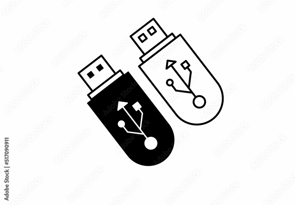 USB icon set isolated on white background USB icon set isolated on white background