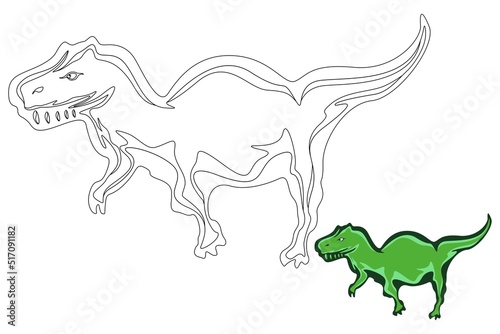 Green dinosaur vector illustration in cartoon style. Suitable for children's drawing books