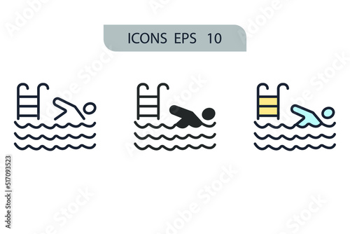 Pool icons  symbol vector elements for infographic web