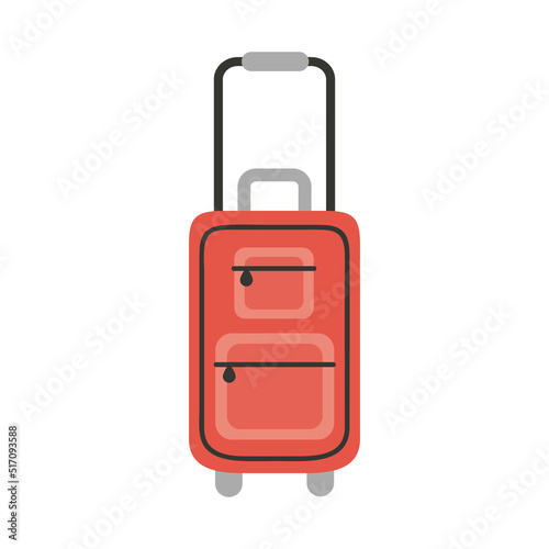 red suitcase with wheels