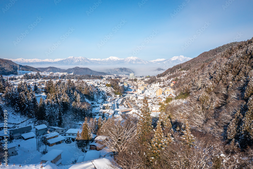 Snowy Landscape of Yamanouchi, Nagano Japan