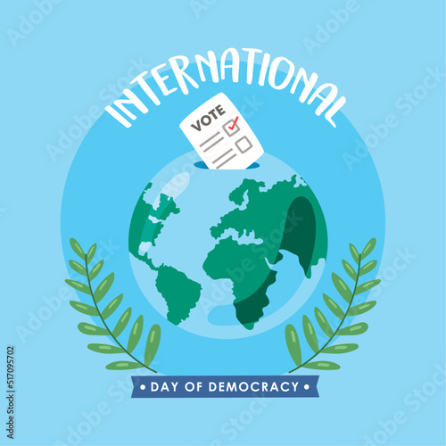 international day democracy lettering card