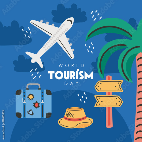 world turism day lettering card photo