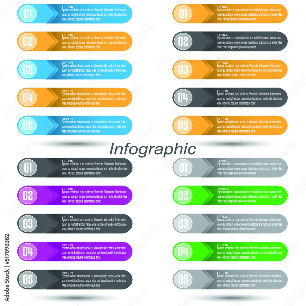 Collection infographics with steps and options, banner  for  business design and website template.