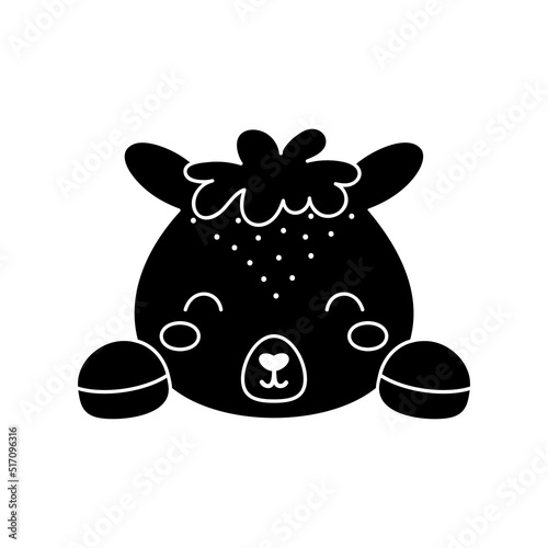 Cute Scandinavian alpaca head. Animal face for kids t-shirts, wear, nursery decoration, greeting cards, invitations, poster, house interior. Vector stock illustration