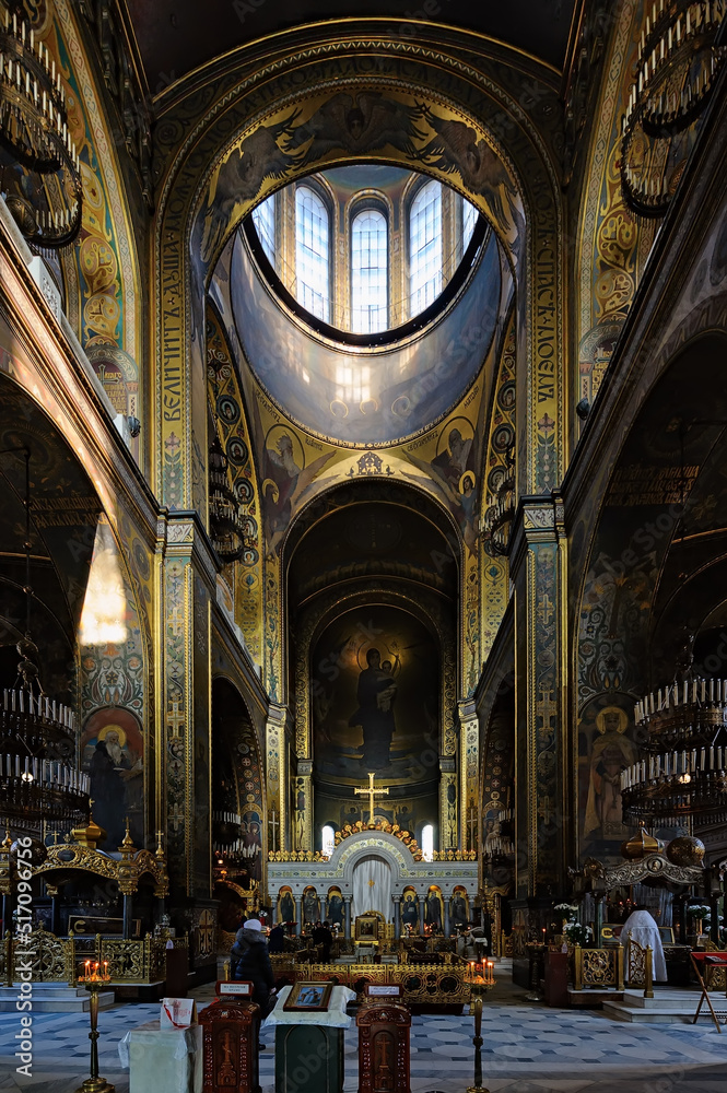 The interior of St Volodymyr's Cathedral in Kyiv Ukraine