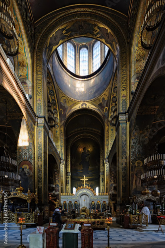 The interior of St Volodymyr's Cathedral in Kyiv Ukraine
