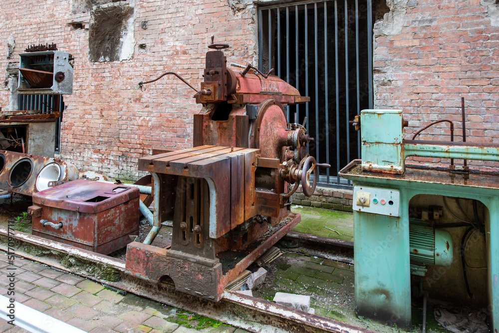 Old equipment and parts of waste cement factory