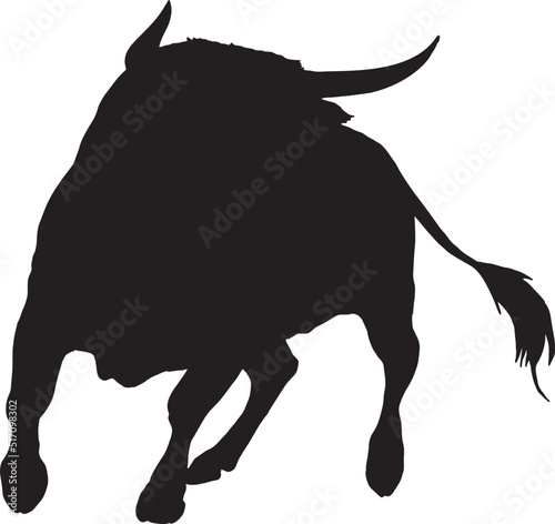 Isolated Bull Silhouette, Fighting Bull Silhouette in Vector