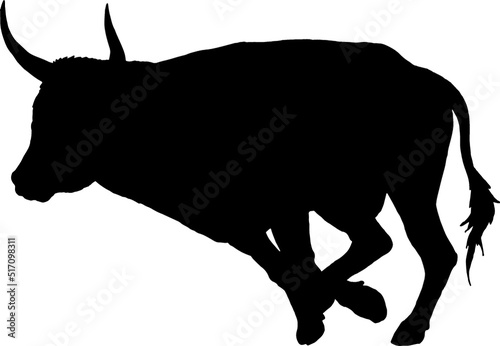 Isolated Bull Silhouette, Fighting Bull Silhouette in Vector
