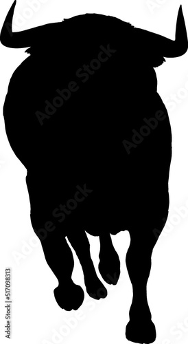 Isolated Bull Silhouette, Fighting Bull Silhouette in Vector