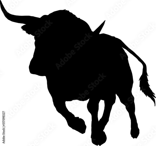 Isolated Bull Silhouette, Fighting Bull Silhouette in Vector
