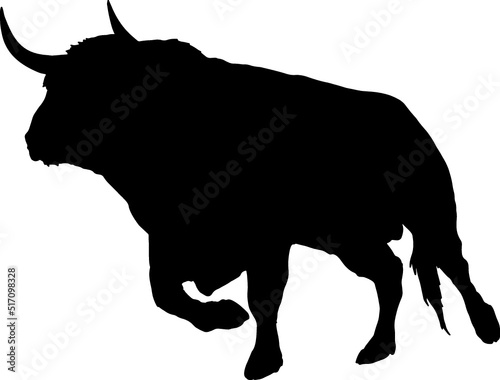 Isolated Bull Silhouette, Fighting Bull Silhouette in Vector