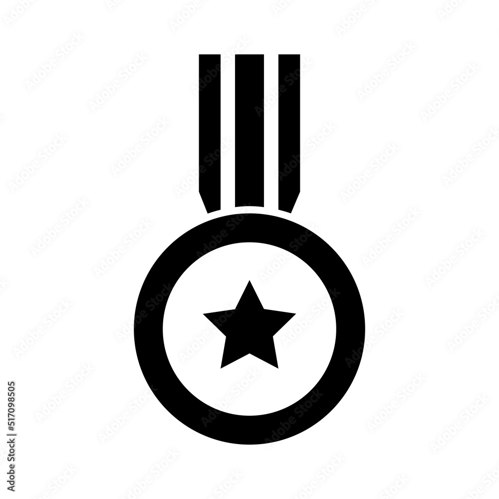 Medal icon, full black. Vector illustration, suitable for content design, website, poster, banner, or video editing needs Medal icon, full black. Vector illustration, suitable for content design, website, poster, banner, or video editing needs