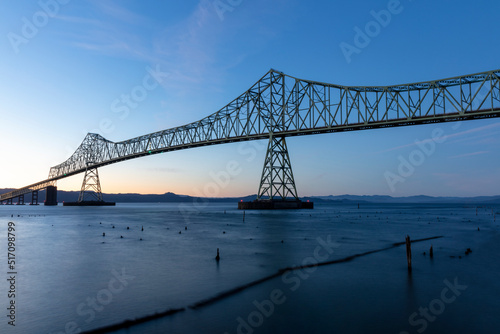The Astoria–Megler Bridge is a steel cantilever truss bridge in Astoria, Oregon on the Columbia River. photo