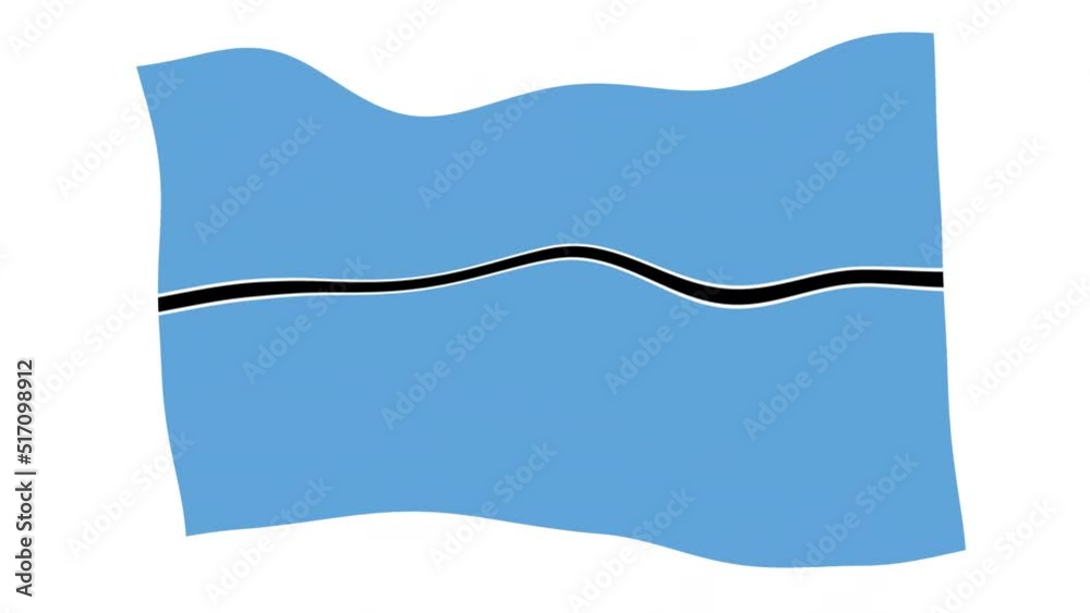 botswana flag wave animated in white background