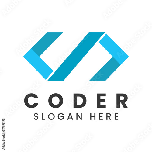 coding logo template with isolated background