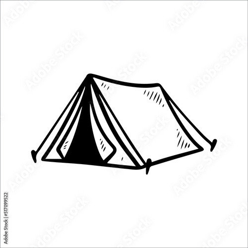 Camping tent icon vector hand drawn illustration