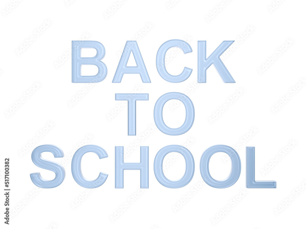 back to school on white background. Isolated 3D illustration