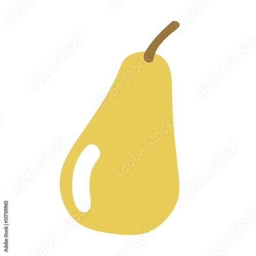 Pear in a simple flat style. Vector illustration isolated on white.