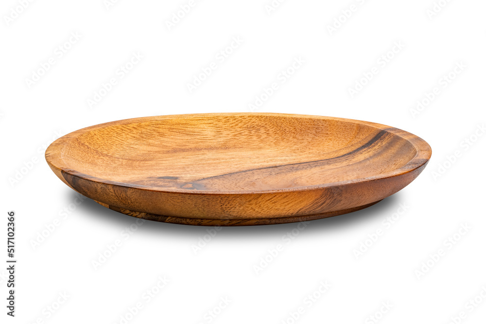 Side view of wooden plate isolated on white background with clipping path. Side view of wooden plate isolated on white background with clipping path.