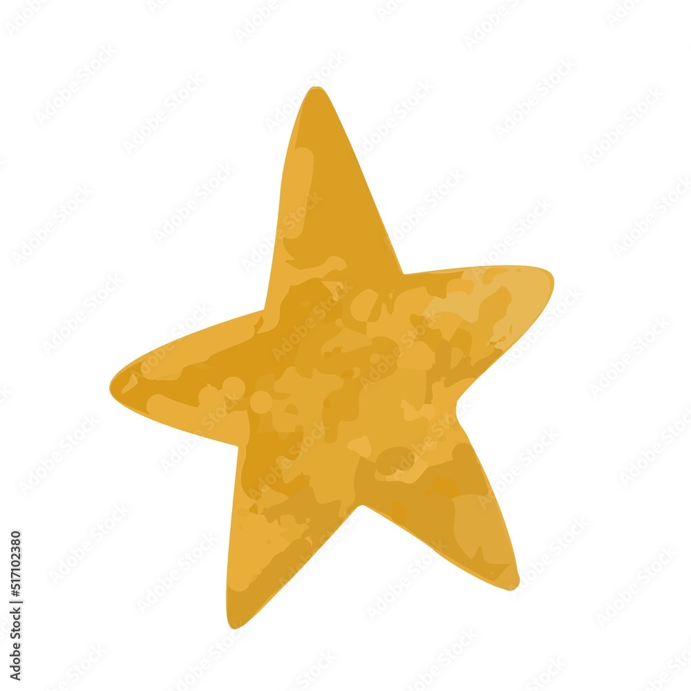 Golden Star. Flat style illustration isolated on white. Golden Star. Flat style illustration isolated on white.