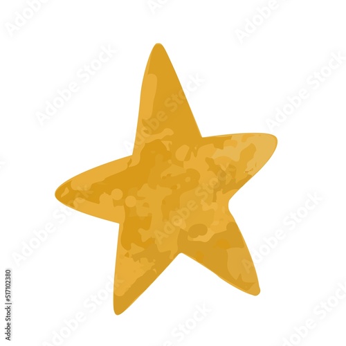 Golden Star. Flat style illustration isolated on white.