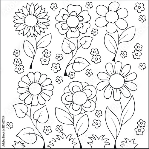 Funny Flower coloring page for kids