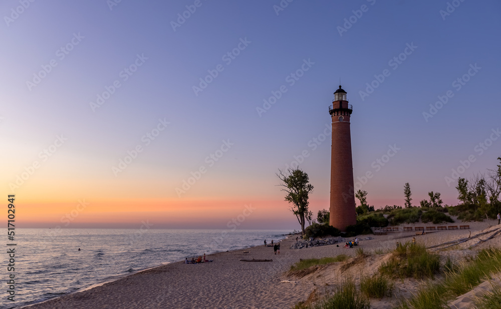 Little sable point light house is 107 feet tall brick structure in American Heartland, Michigan.