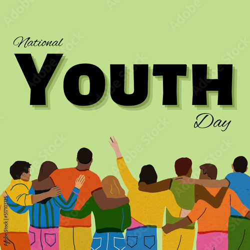 youth day card sample with youth illustrations in it photo