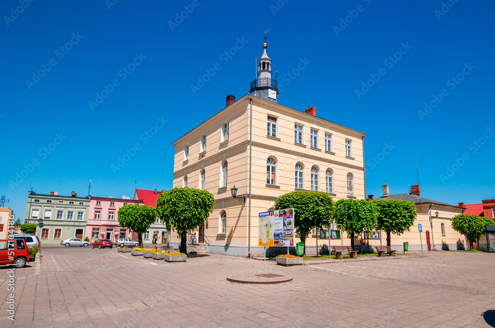 Town Hall in Jutrosin, Greater Poland Voivodeship, Poland.