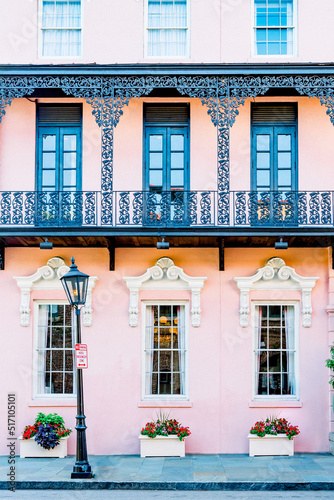 Charleston South Carolina pink and black building