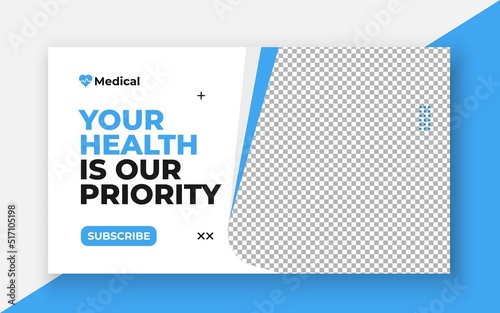 Medical healthcare youtube thumbnail and web banner template.Editable video thumbnail template