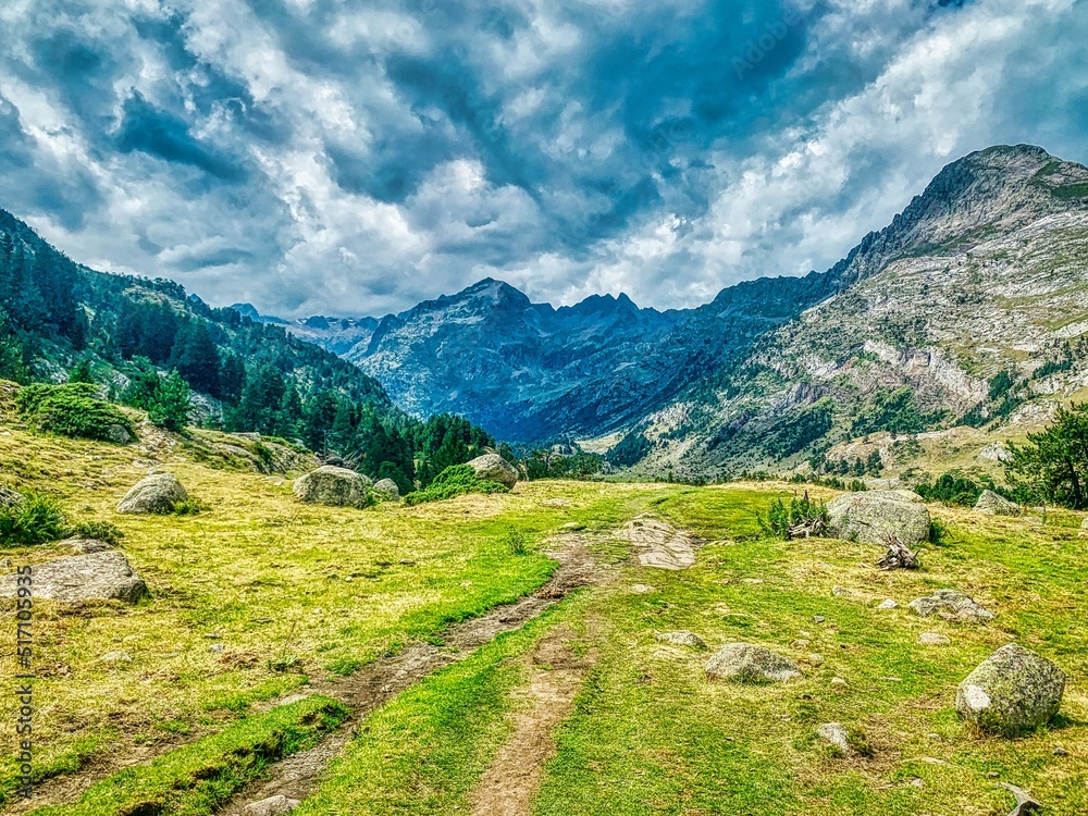 landscape in the mountains in the summer, Benasque, Spain.