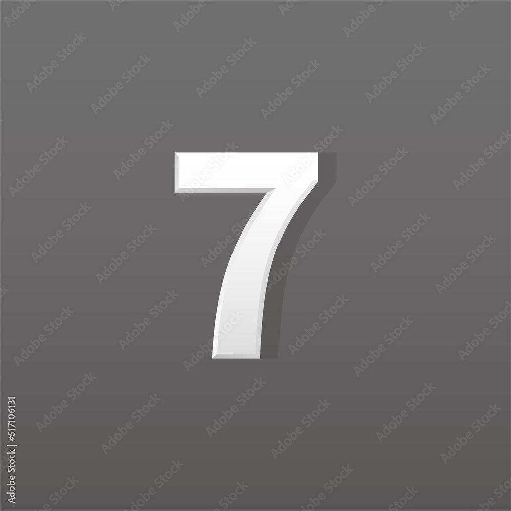 Silver number 7 on dark background, Retro 3D style. Silver number 7 on dark background, Retro 3D style.