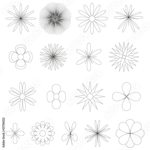 Simple flower line art design. Floral pattern element. Spring decoration. Vector illustration. stock image.