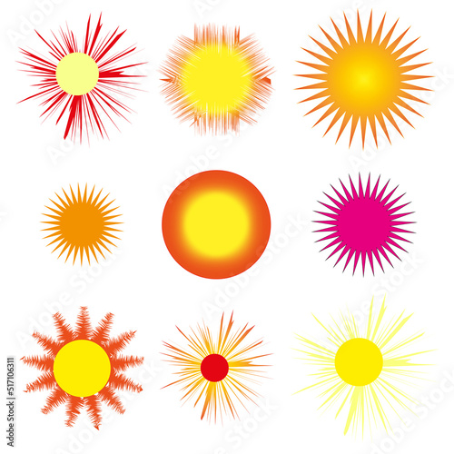 Yellow sun set. Flat style. Vector illustration. Stock image.