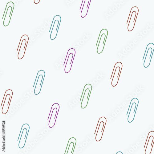 Vector Stationery pattern. Colorful school stationery with paperclips background