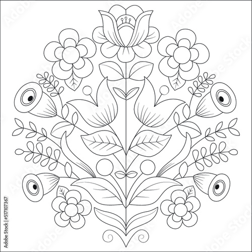 Funny flower coloring page for kids