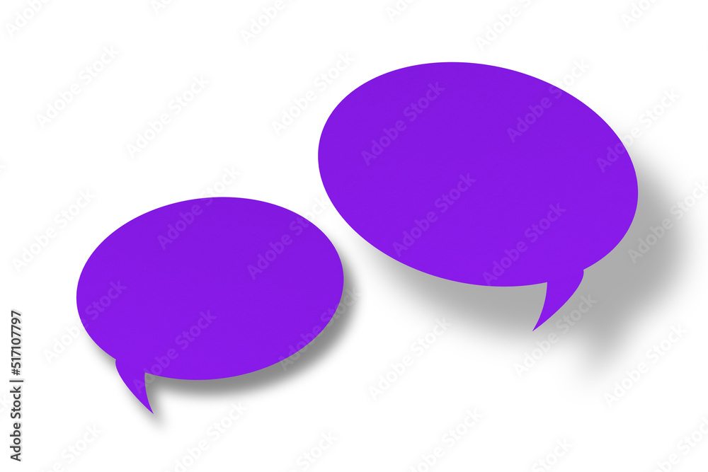 purple paper cut speech balloon shape with a white background. purple paper cut speech balloon shape with a white background.