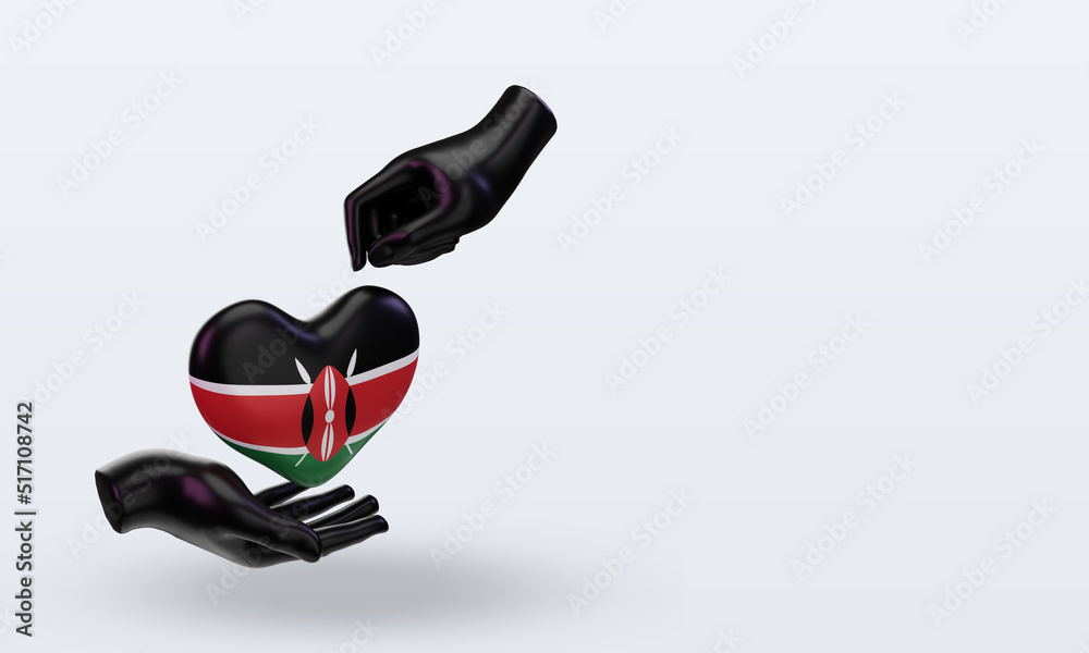 3d charity day Kenya flag rendering left view 3d charity day Kenya flag rendering left view