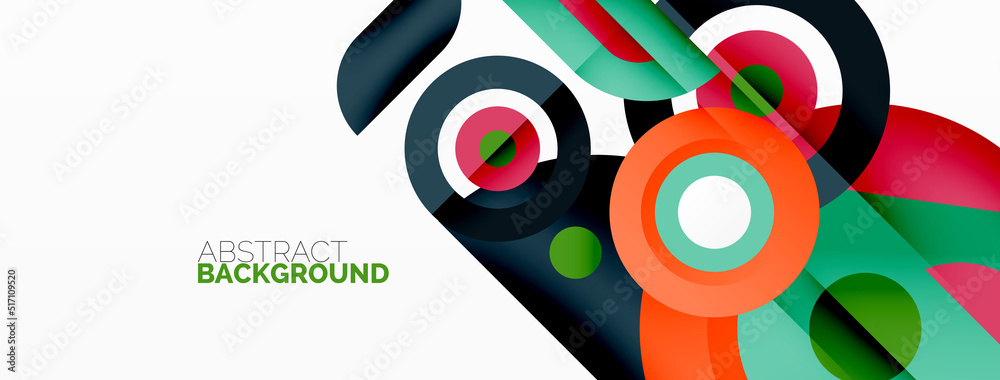 Abstract round shapes background. Minimalist decoration. Geometric background with circles and rings